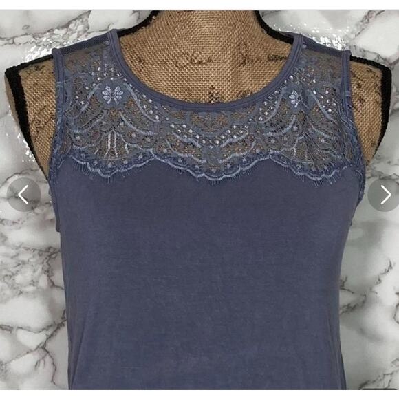 Banana Republic Womens Lace Smokey Blue Gray Sleeveless Tank Top Size XS - Picture 4 of 11